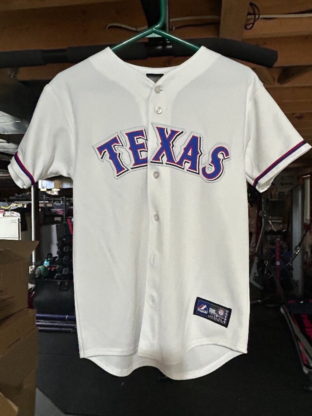 Texas Rangers Majestic Baseball Jersey – Youth Large